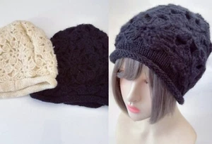 AU Women Lady Chic Fashion Boho Flower Crochet Knit Slouch Skull Beanie Hats Cap - Imagen 1 de 22