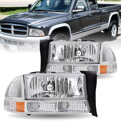 For 1997-2004 Dodge Dakota/1998-2003 Dodge Durango Headlights Chrome Left&Right - Image 1 of 4