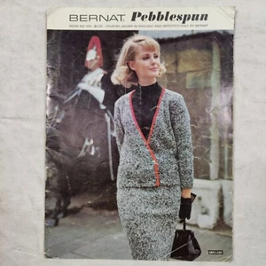 Rare 1960 Bernat Pebblespun Sweaters Yarn Knitting Crochet Pattern Book # 125 - Picture 1 of 24