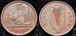 Ireland 1940 | Irish 1d | Irish One Penny | Hen and Chicks | KM.11 | High Grade - Picture 1 of 2