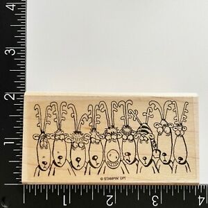 Stampin Up Row Of Reindeer Wood Mounted Rubber Stamp Holiday Lineup Christmas