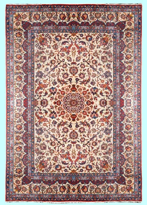 Tapis D'orient Ïran Ïspahan : 3.80 x 2.50  Mètres - Fait main - Photo 1/4