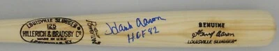 Braves Hank Aaron Firmado Louisville Slugger Juego Modelo Bate AUTO con Salón '82 - JSA Foto 1 de 2