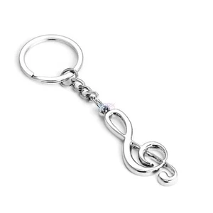 New Designed Musical Note Keyring Blanks Silver Tone Key Fob Chains Split Ring - Picture 1 of 2