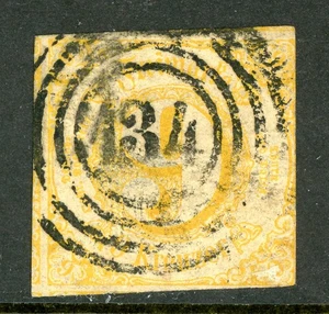 Germany States 1859 Thurn & Taxis Southern Dist 9k Yellow Sc #50 VFU O701 - Picture 1 of 6