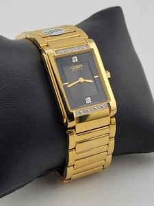 Vintage Citizen Women's EW9342-54E Eco-Drive Gold-Tone Diamond Watch #155. Works - Picture 1 of 18