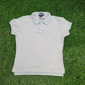 Vintage Ralph-Lauren Skinny Polo Shirt Teens Medium 16x21 Blue - Picture 1 of 12