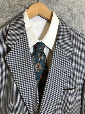 Blazer Evan Picone 40S Lana Pata de Gallo Azul Abrigo Chaqueta Negocios Informal Clásico Foto 1 de 4