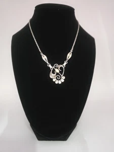 Vintage Am Lee Sterlingsilber filigran Strass Art Deco Halskette 16" Y-Tropfen - Bild 1 von 10