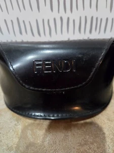 Fendi Eyeglass Sunglass Case Black Hard Leather Twist Pouch OrganizerTravelPouch - Picture 1 of 5