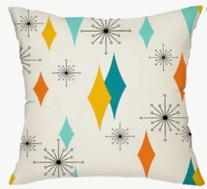 Pillow Cover Mid Century INDOOR/OUTDOOR 18x18 - Picture 1 of 4