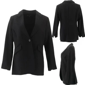 DG2 Diane Gilman Wrinkle Resistant Gabardine Blazer Stretch Small Black 648-275 - Picture 1 of 8