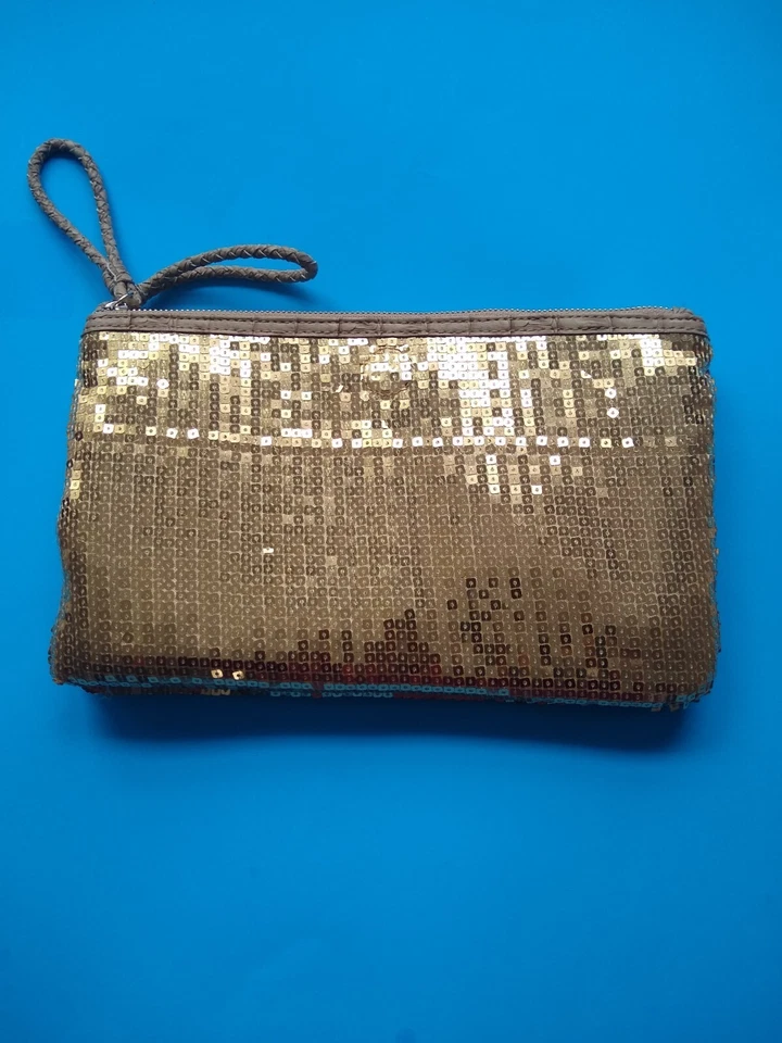 Bolso clutch convertible SONDRA ROBERTS SR dorado con lentejuelas Foto 1 de 4