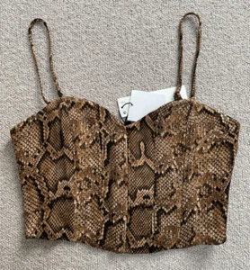 ZARA crop Top BRALET SNAKE PRINT size M 10 12 BNWT - Picture 1 of 5
