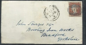 1841 1d OA struck by a superb Rawtenstall BLUE numeral 501 on 1845 entire - Picture 1 of 2