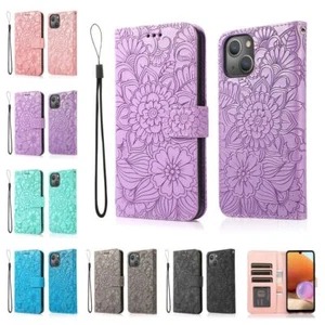 Flower PU Leather Wallet Phone Case For iPhone 16 15 14 13 12 11 Pro Max XR 7 8 - Picture 1 of 49
