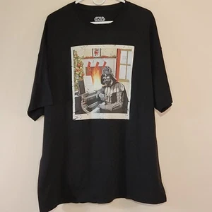 Disney Star Wars Darth Vader Holiday Graphic T-Shirt Black Short Sleeve Men's 2X - Picture 1 of 9