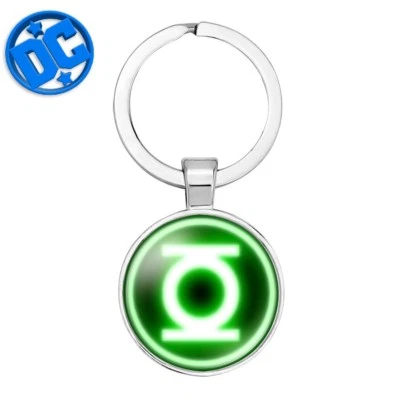 GREEN LANTERN Logo metal glass silver plated Movie Keychain Key chain cosplay DC - Image 1 of 3