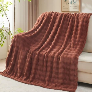Throw Blanket for Couch Coffee Super Soft Flannel Fleece 3D Bubble Lightweight B - Picture 1 of 12