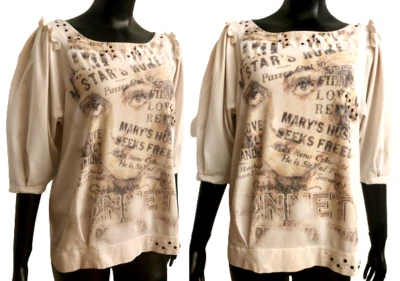 ❤️JOHN GALLIANO Constance Bennett tributo estampado, 2008" camisa algodón, ¡única! Foto 1 de 4