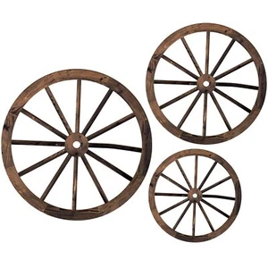3 Pcs Wooden Wagon Wheel Decor 12/10/8 Inch Old Western Western Wall Decor Fa... - Picture 1 of 6