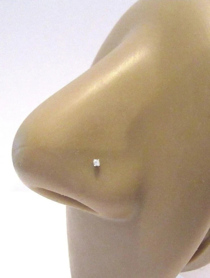 L-образный натуральный бриллиант 0,03 карата спираль нос гвоздики пирсинг булавка в 14K белое золото - Изображение 1 из 4