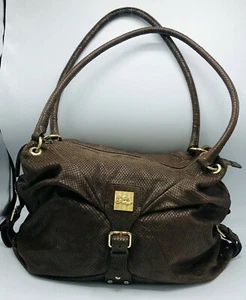 JENRIGO Umhängetasche Handtasche braun Schlangenleder Struktur Leder Tasche GROß - Bild 1 von 12