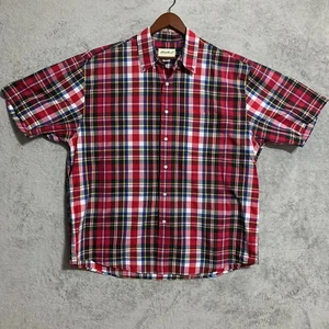 Eddie Bauer Button Shirt Mens XL Madras Tartan Short Sleeve Cotton Shirt Pocket - Picture 1 of 8