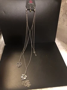Set gioielli donna paparazzi collana e orecchini -chiave—argento cuore e occhi di gufo - Foto 1 di 8