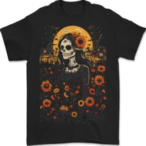 Dotd Zuckerschädel Mädchen Tag der Toten La Catrina Herren 100% Baumwoll - Picture 1 of 2