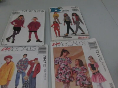  Sewing Patterns Girls 10-14 Uncut Jacket Top Pants Dress Lot of 4 - Image 1 of 3