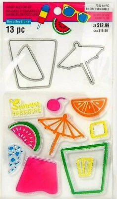 Umbrella Fruit Drinks Clear Acrylic Stamp & Die Set by Recollections 545455 NEW! - Image 1 of 4