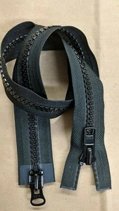 Two Way #10 YKK Black Zipper OPEN END 2 Sliders, 12" 24" 30" 36" or 48" 2-WAY - Picture 1 of 23