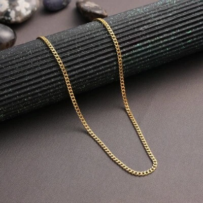 Collar de plata de ley 925 con cadena enchapada en oro de 18 quilates para hombre y mujer de 16-30" Foto 1 de 4