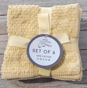 Renee Collection Wash Cloths 100% Cotton 6 Pack - Imagen 1 de 3