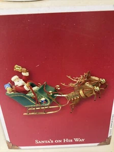 Santa's On His Way 2003 Hallmark Keepsake Christmas Ornament | With Reindeer - Picture 1 of 17