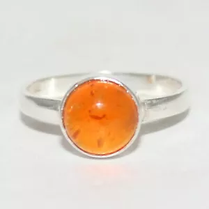 925 Sterling Silver Amber Ring Handmade Jewelry Gemstone Ring All Size - Picture 1 of 6