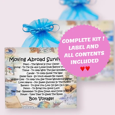 ALTERNATIVE SENTIMENTS Moving Abroad Survival Kit ~ Unique Fun Novelty Gift | Good Luck Keepsake !