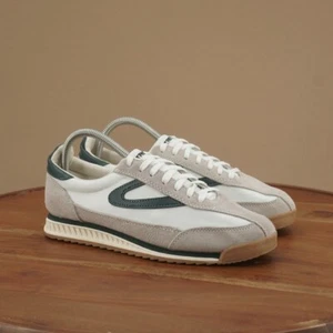 Zapatillas Retro Tretorn Rawlins Talla 8.5 M Blanco Verde Gris Gamuza Nylon - Imagen 1 de 9