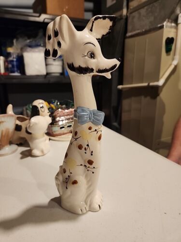 Vtg Long Neck Saluki ? Dog Ceramic Figurine Rare 11" Kitschy Anthropomorphic