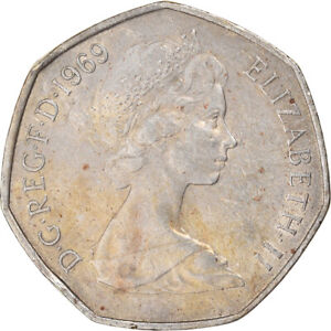 [#1140224] Coin, Great Britain, Elizabeth II, 50 New Pence, 1969, VF, Cop