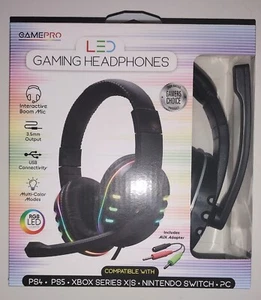 Gamepro LED Gaming Headset PS4/5 Xbox Series X/S Switch PC Adjustable Microphone - Picture 1 of 2