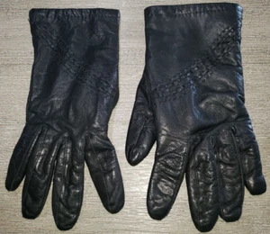 VAN RAALTE womens BLACK LEATHER GLOVES size medium LINED SOFT! - Picture 1 of 2