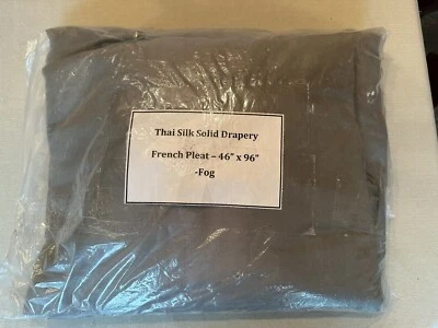 Restoration Hardware Thai Silk Solid Drapery French Pleat 46"W x 96”L Fog NEW - Image 1 of 4