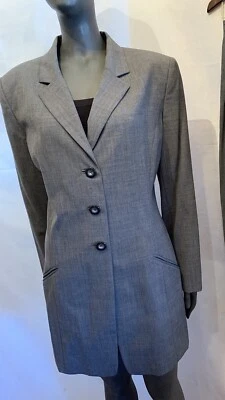Chaqueta Blazer Dana Buchman Etiqueta Negra Para Mujer Talla 10 Gris Lana Nailon Foto 1 de 4