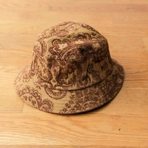 Bricks & Wood Floral Damask Bucket Hat Tan Red Brown Paisley Print Streetwear SM - Picture 1 of 4