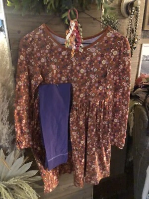 Gymboree Rust Floral Girl Outfit Set, Dress And Leggings , FREE Accessories - Image 1 of 2