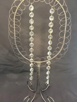 Lámpara de araña francesa muy antigua vintage de cristal octágono 2 cuerdas de 14 bobbles Foto 1 de 4