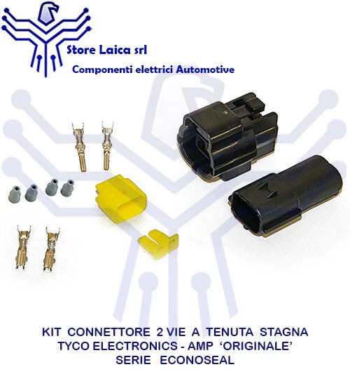 AMP - TE CONNECTIVITY CONNETTORE STAGNO A 2VIE KIT AMP ECONOSEAL MASCHIO FEMMINA PER MOTO AUTO NAUTICA
