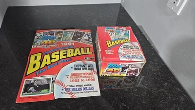 Caja de cera Topps 1991 de béisbol sin abrir 36 paquetes sellados de fábrica Foto 1 de 2